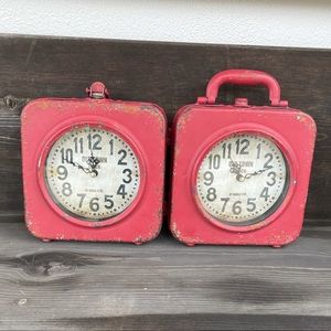Rustic metal old town double sided clock